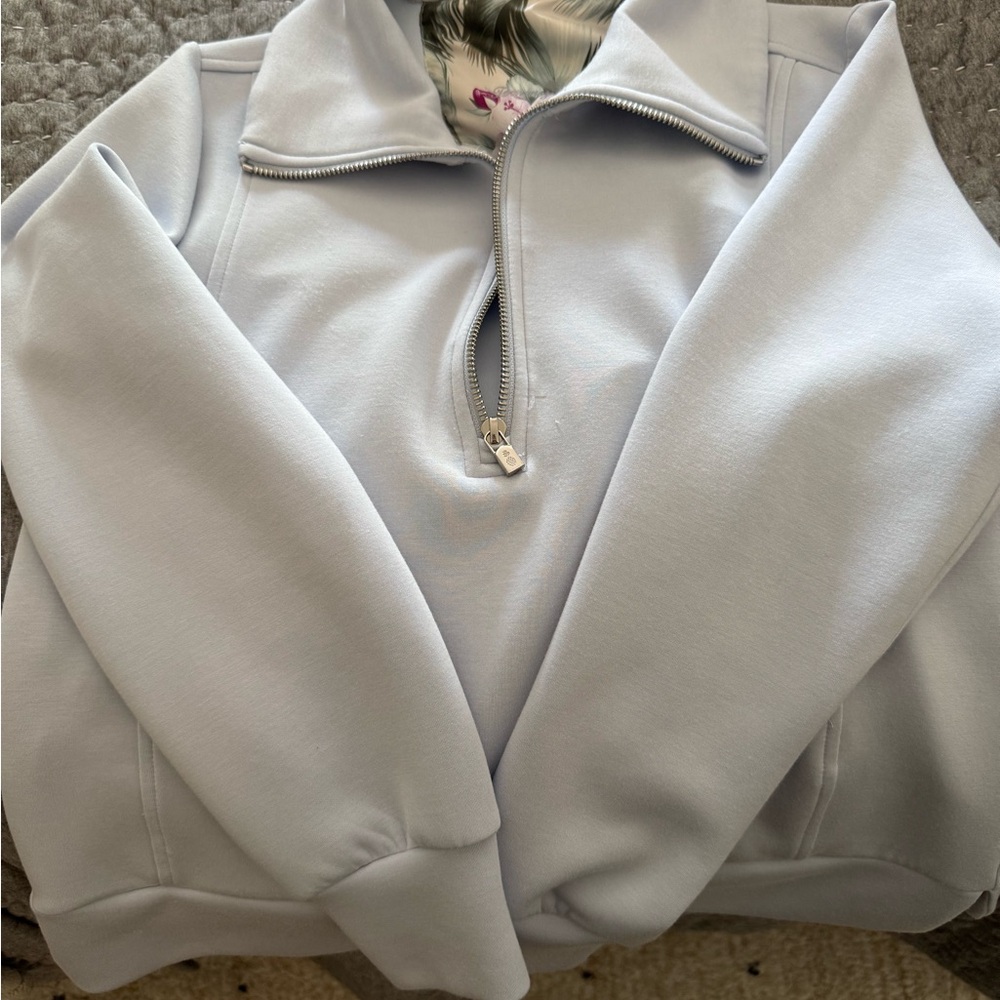 Light Blue Half-Zip Sweatshirt